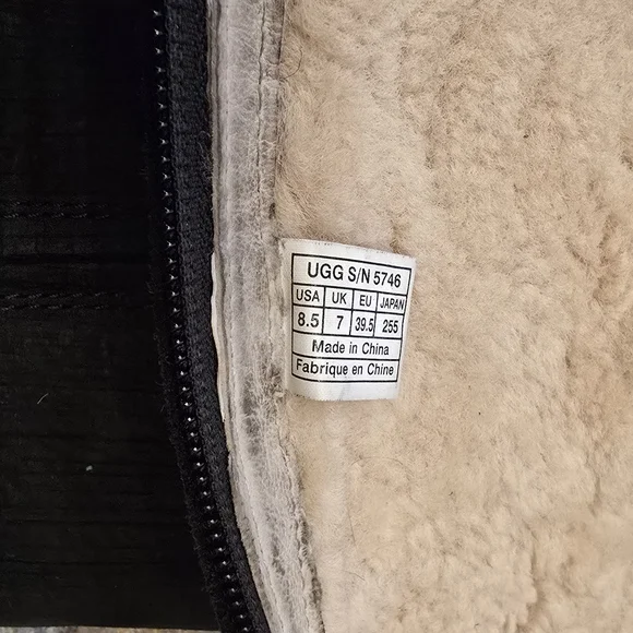 UGG Australia Smithfield Leather Suede Black Size 8.5 - Picture 6 of 8